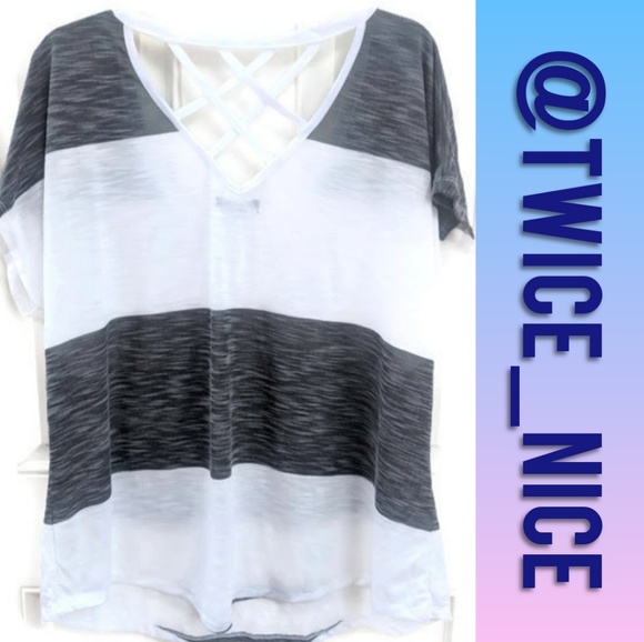 Lane Bryant Open Back Striped Shirt Sz 18/20 - Picture 2 of 5